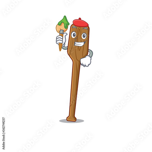 An artistic oars artist mascot design paint using a brush