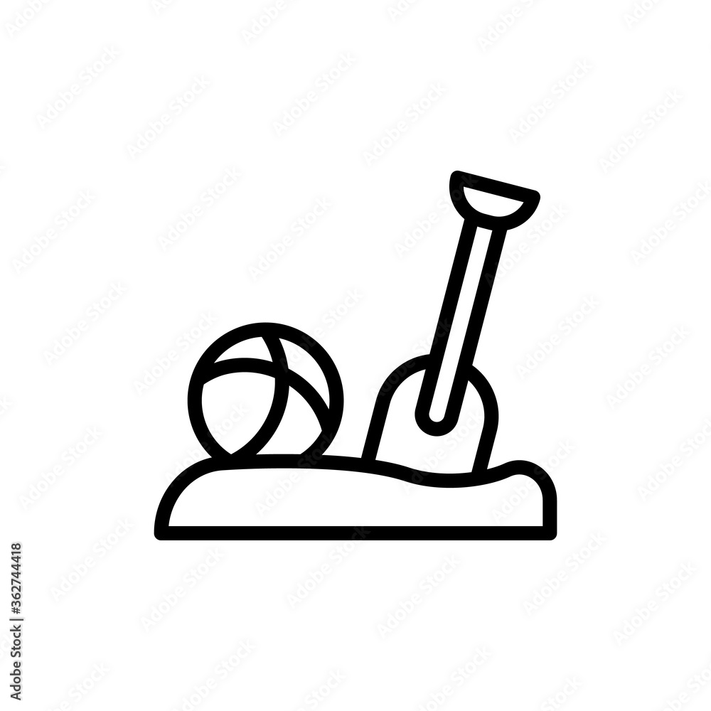 Ball, sand, shovel icon. Simple line, outline vector elements of vacation icons for ui and ux, website or mobile application Ball, sand, shovel icon. Simple line, outline vector elements of vacation icons for ui and ux, website or mobile application