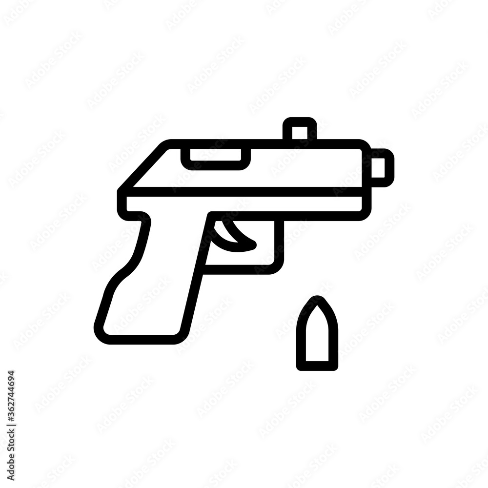 Gun icon. Simple line, outline vector elements of video game icons for ui and ux, website or mobile application Gun icon. Simple line, outline vector elements of video game icons for ui and ux, website or mobile application