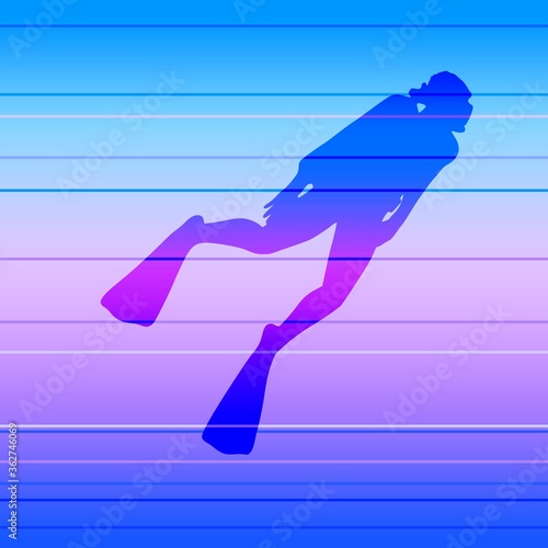 Silhouette of diver. Icon diver. The concept of sport diving.