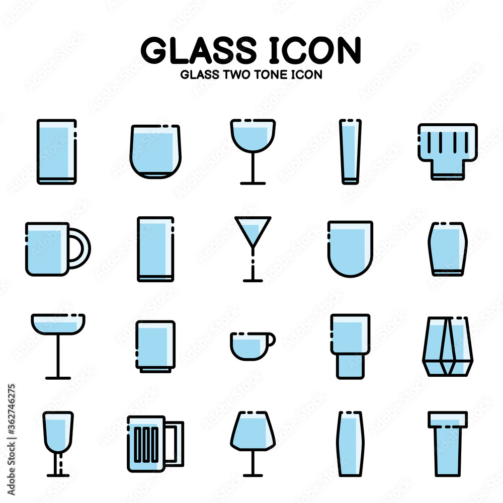 Various glass two tone icons in a line pattern on a white background,vector eps10 Various glass two tone icons in a line pattern on a white background,vector eps10
