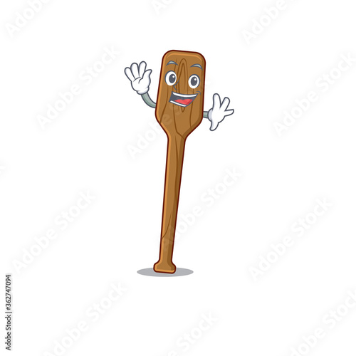 A charming oars mascot design style smiling and waving hand