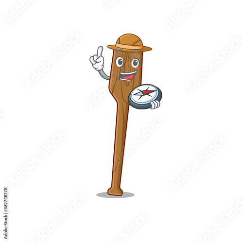 mascot design concept of oars explorer using a compass in the forest