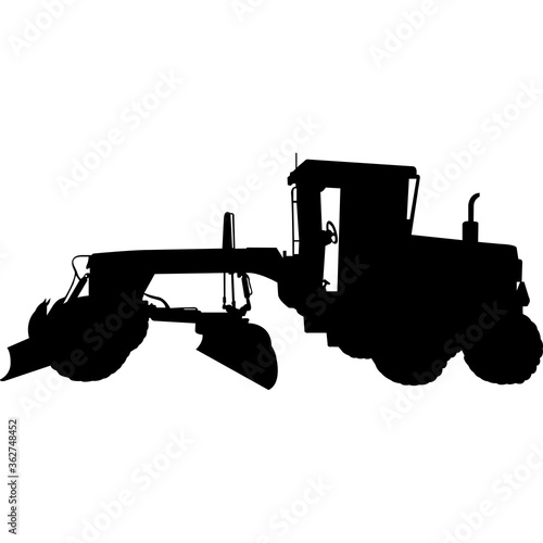 Motor Grader Silhouette Vector