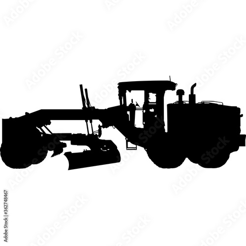 Motor Grader Silhouette Vector