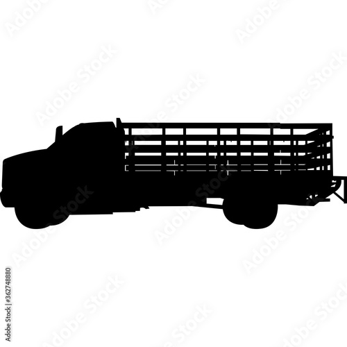 Stake Bed Trucks Silhouette Vector