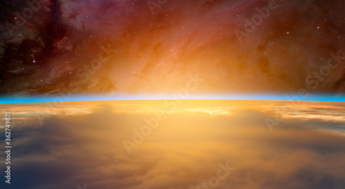 Planet Earth with a spectacular sunset "Elements of this image furnished by NASA"