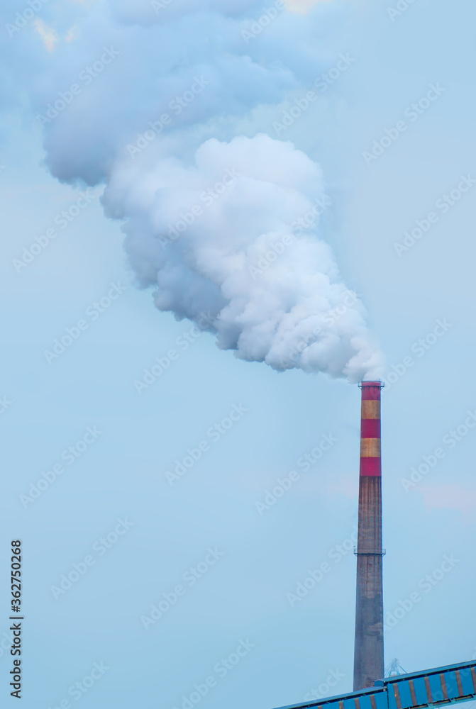 Industrial white smoke from chimney