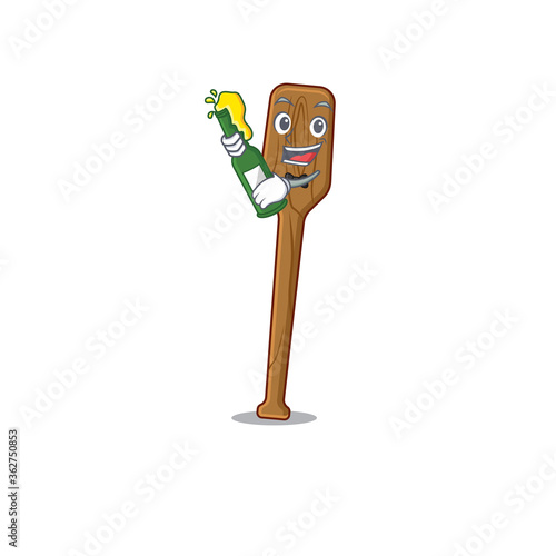 caricature design concept of oars cheers with bottle of beer