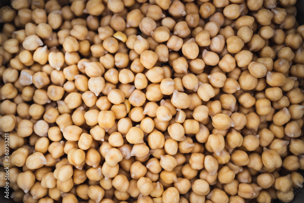 simple food ingredients, pot of fresh chickpeas from top down perspective simple food ingredients, pot of fresh chickpeas from top down perspective