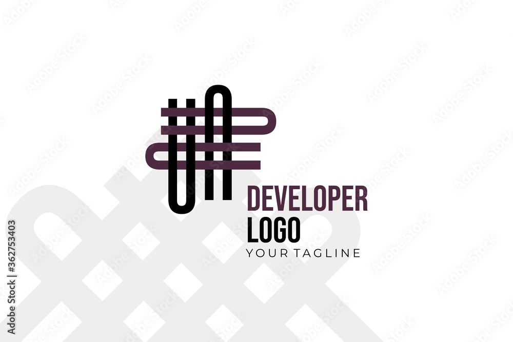 Obraz premium Isolated Abstract black and purple Developer Logo Template