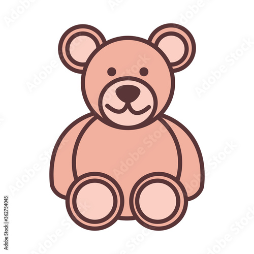 baby teddy bear toy  object newborn template line and fill design icon