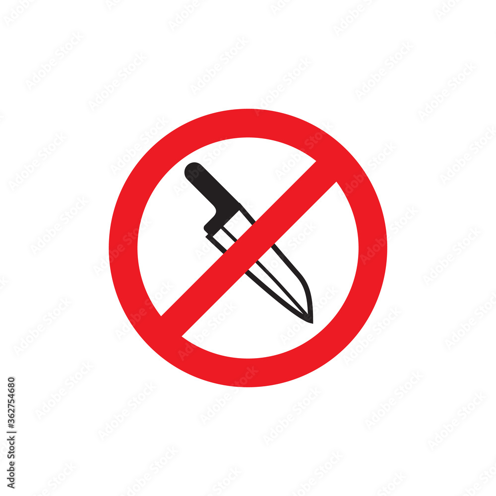 Prohibited knife vector symbol isolated on white background Prohibited knife vector symbol isolated on white background