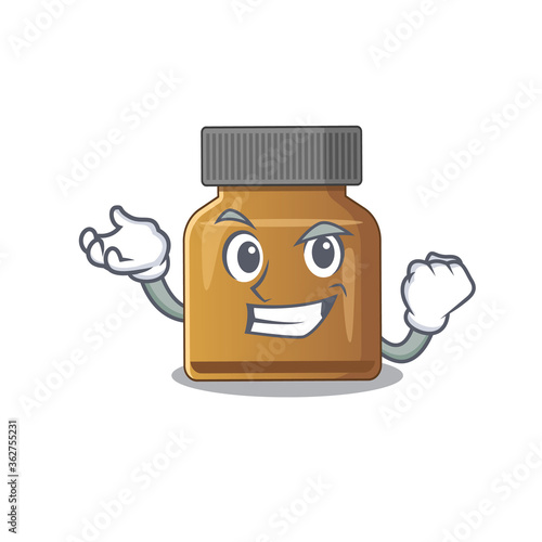 A funny cartoon design concept of bottle vitamin b with happy face
