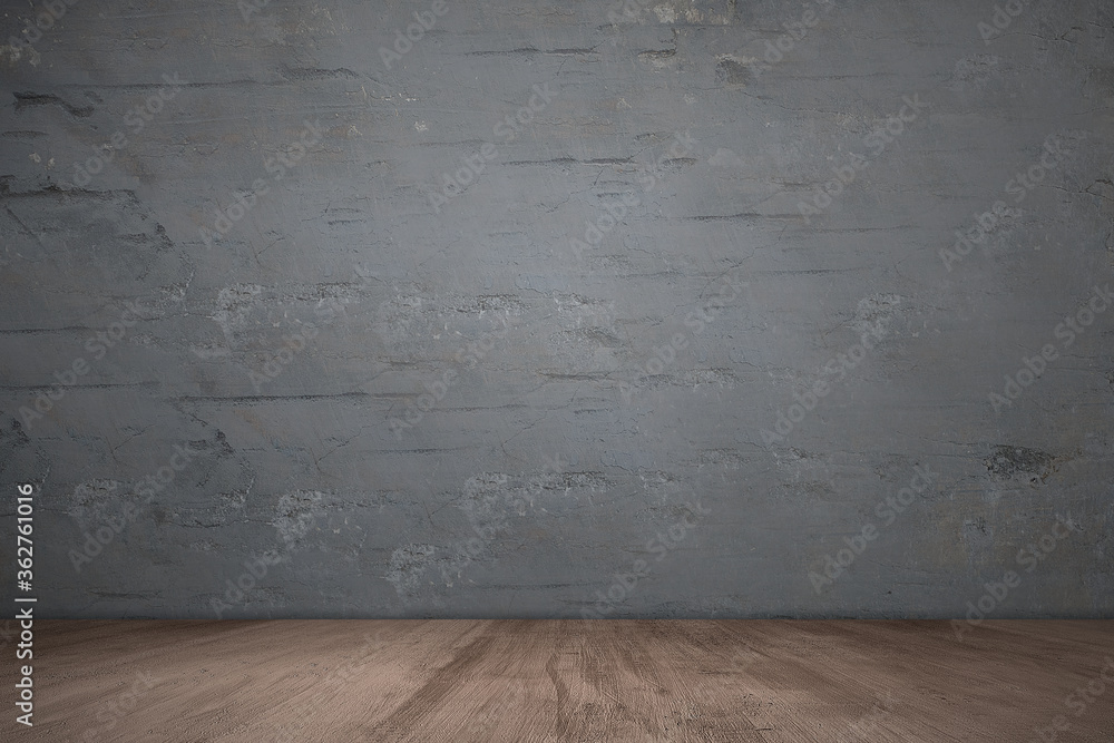 Wooden floor with grunge black wall Wooden floor with grunge black wall