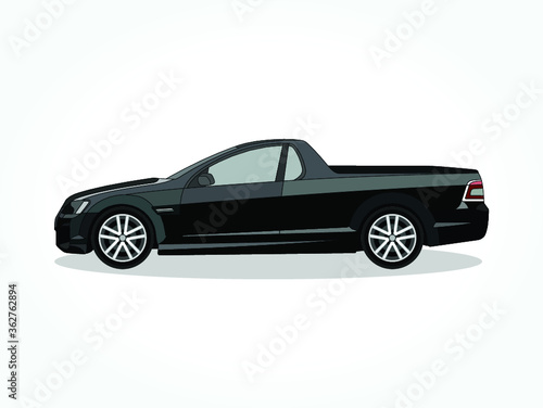 detailed body and rims of a flat colored car cartoon vector illustration
