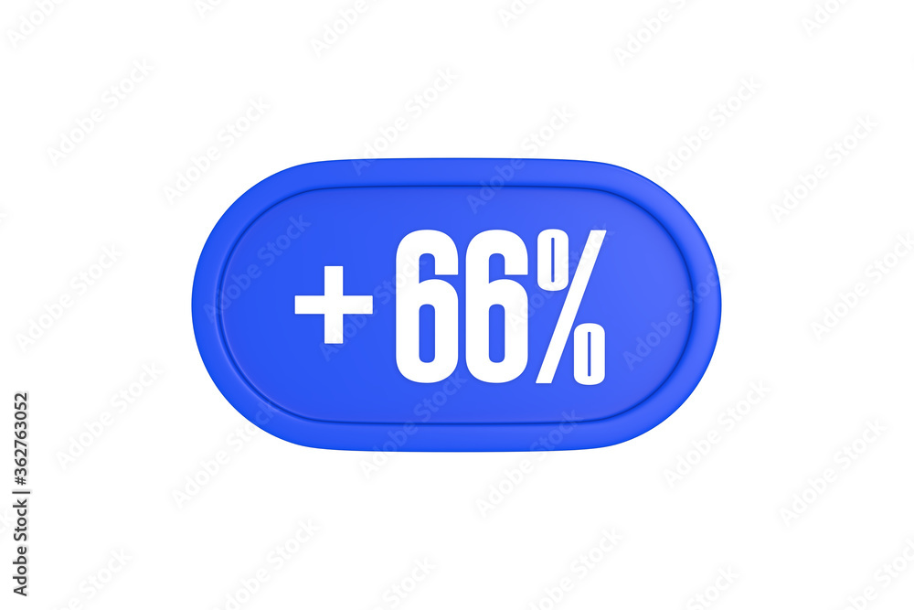 66 Percent increase 3d sign in blue color isolated on white background, 3d illustration. 66 Percent increase 3d sign in blue color isolated on white background, 3d illustration.