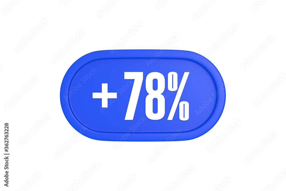 78 Percent increase 3d sign in blue color isolated on white background, 3d illustration. 78 Percent increase 3d sign in blue color isolated on white background, 3d illustration.