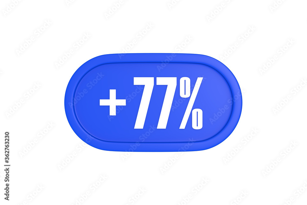 77 Percent increase 3d sign in blue color isolated on white background, 3d illustration. 77 Percent increase 3d sign in blue color isolated on white background, 3d illustration.