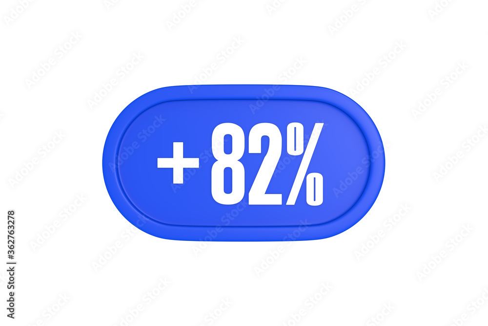 82 Percent increase 3d sign in blue color isolated on white background, 3d illustration. 82 Percent increase 3d sign in blue color isolated on white background, 3d illustration.