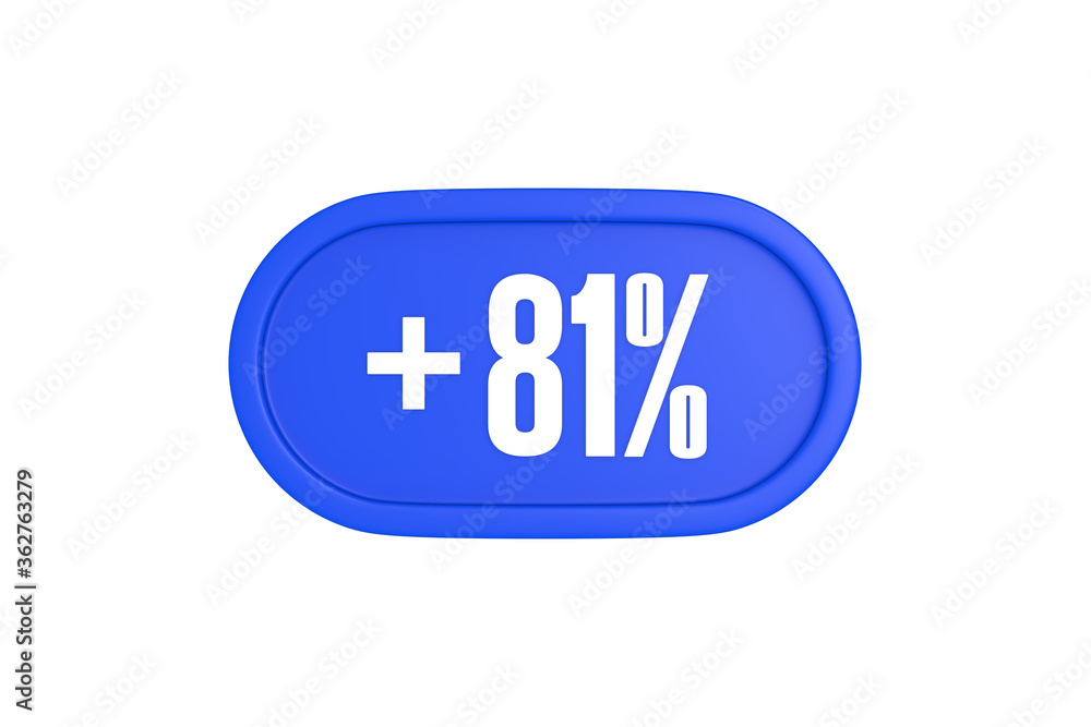81 Percent increase 3d sign in blue color isolated on white background, 3d illustration. 81 Percent increase 3d sign in blue color isolated on white background, 3d illustration.