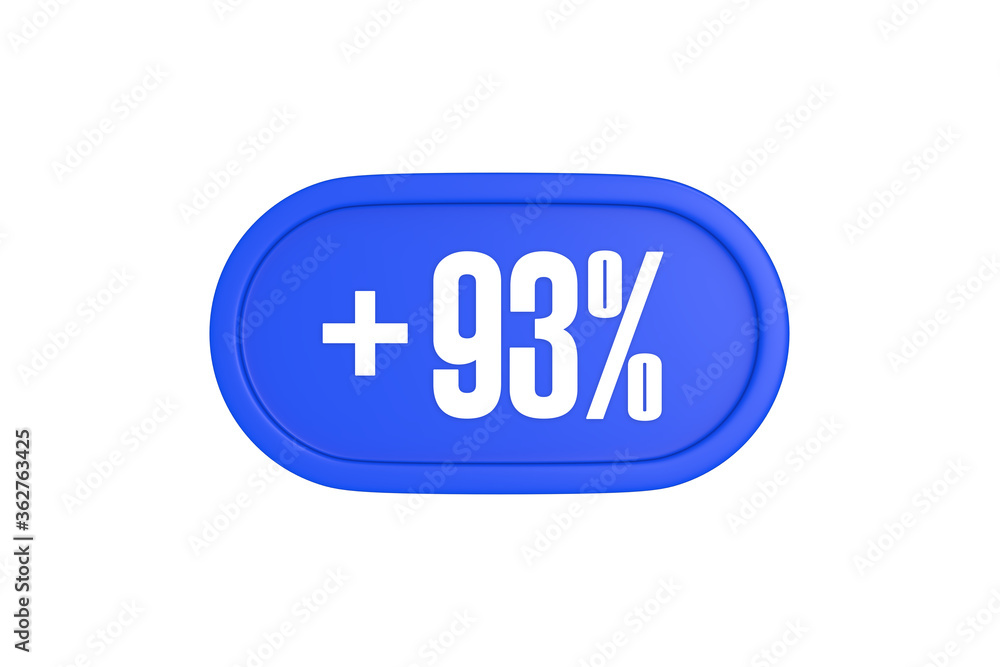 93 Percent increase 3d sign in blue color isolated on white background, 3d illustration. 93 Percent increase 3d sign in blue color isolated on white background, 3d illustration.