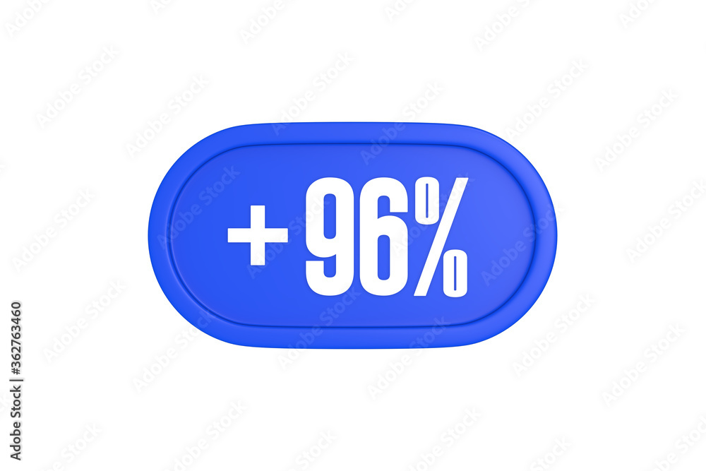 96 Percent increase 3d sign in blue color isolated on white background, 3d illustration. 96 Percent increase 3d sign in blue color isolated on white background, 3d illustration.