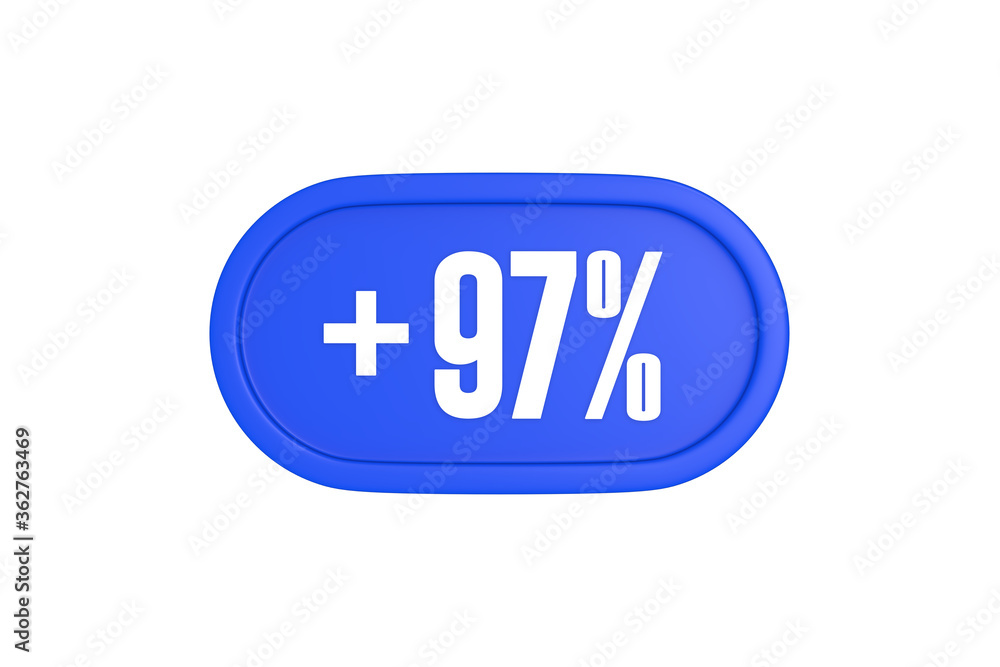 97 Percent increase 3d sign in blue color isolated on white background, 3d illustration. 97 Percent increase 3d sign in blue color isolated on white background, 3d illustration.