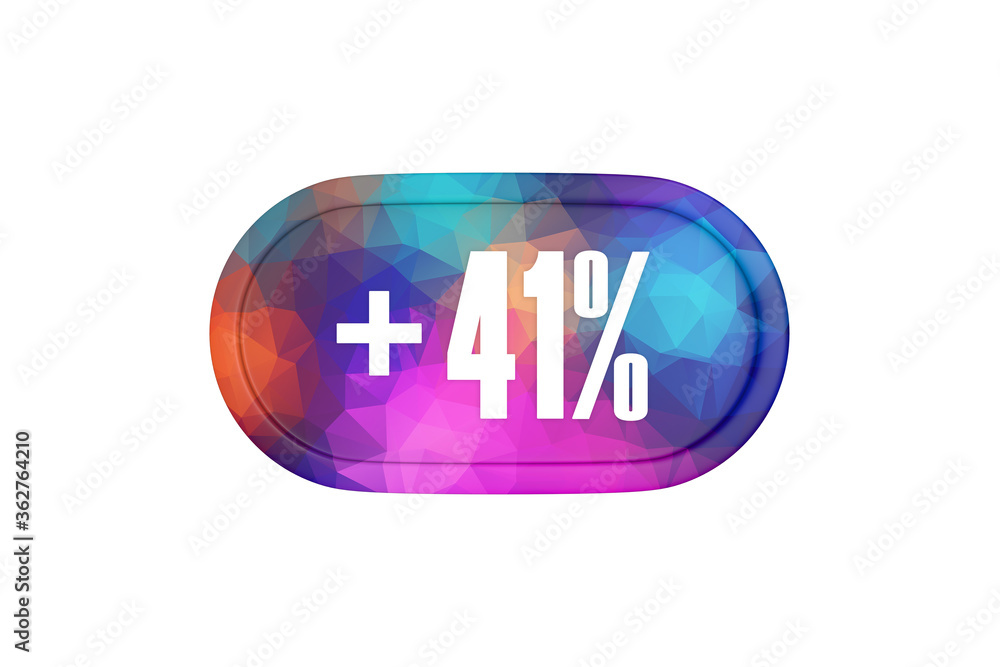 41 Percent increase 3d sign in multicolor isolated on white background, 3d illustration. 41 Percent increase 3d sign in multicolor isolated on white background, 3d illustration.