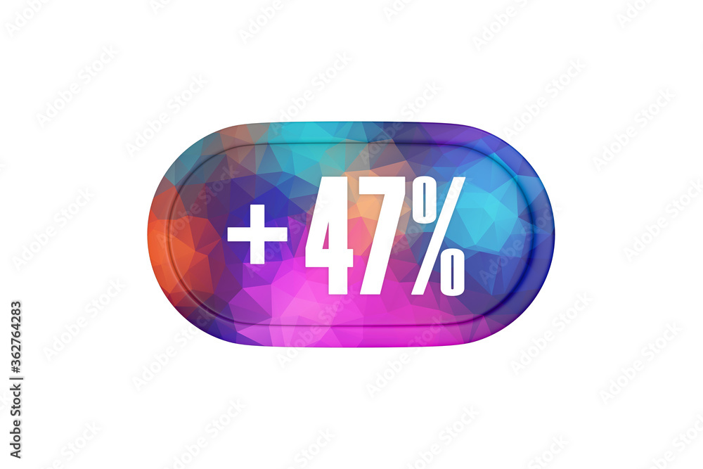 47 Percent increase 3d sign in multicolor isolated on white background, 3d illustration. 47 Percent increase 3d sign in multicolor isolated on white background, 3d illustration.