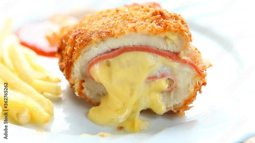 Fried chicken with cheese in plate , in door Chiangmai Thailand Fried chicken with cheese in plate , in door Chiangmai Thailand