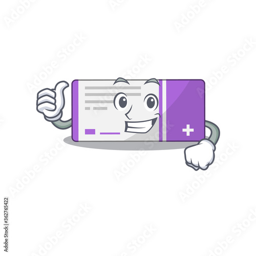 Medicine box cartoon picture design showing OK finger pose