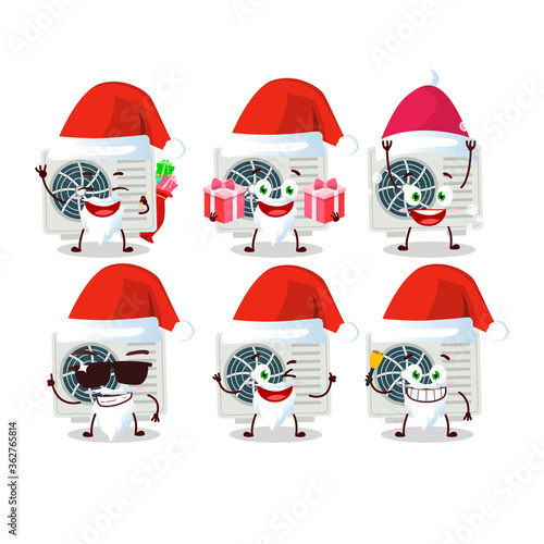 Canvas Print Santa Claus emoticons with air conditioner cartoon character