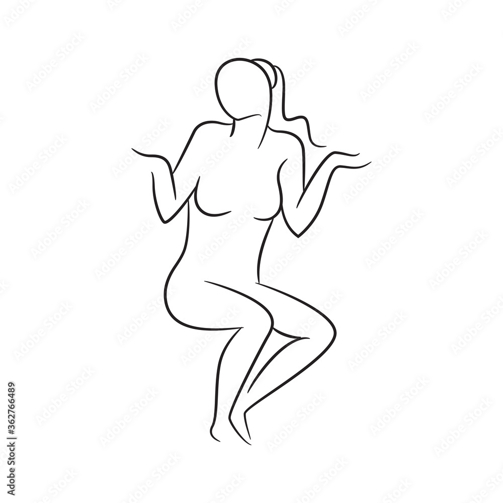 hand drawn sketch line beauty woman body, fashion model on white background hand drawn sketch line beauty woman body, fashion model on white background