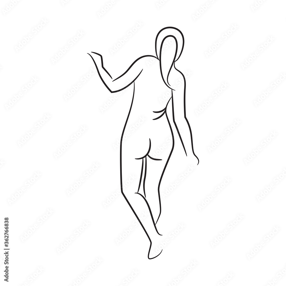 hand drawn sketch line beauty woman body, fashion model on white background hand drawn sketch line beauty woman body, fashion model on white background