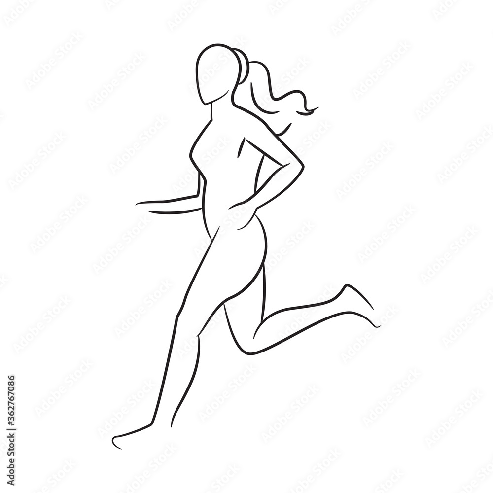 hand drawn sketch line beauty woman body, fashion model on white background hand drawn sketch line beauty woman body, fashion model on white background