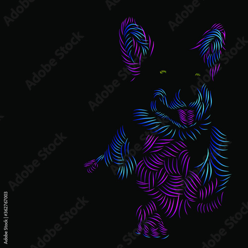 the dog siberian husky pet line pop art potrait colorful logo design with dark background