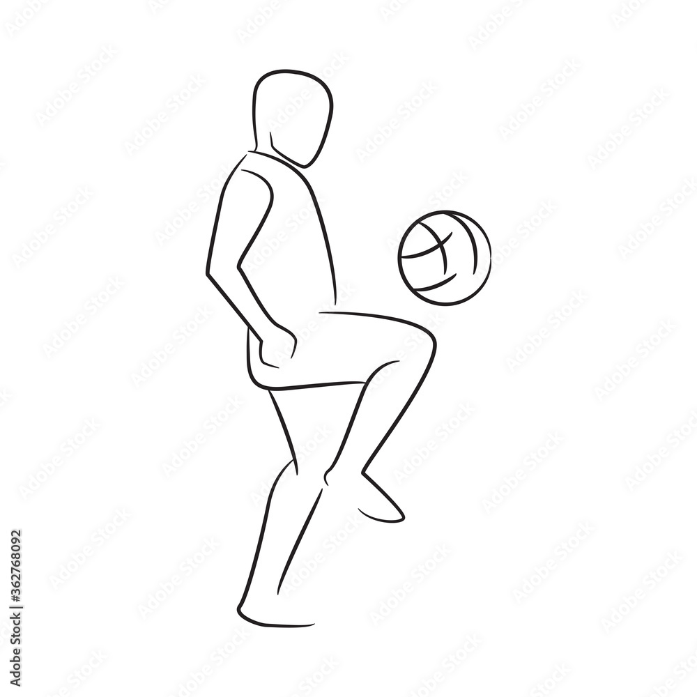 Fototapeta premium hand drawn soccer player, football player vector illustration on white background