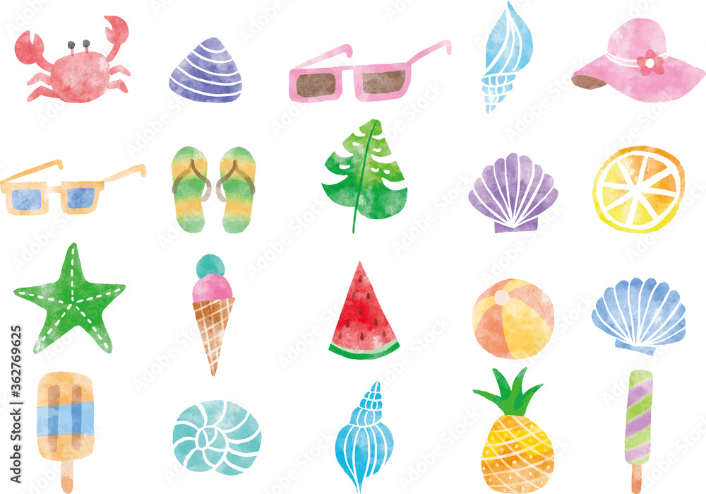 夏イラスト_単体_水彩 夏イラスト_単体_水彩