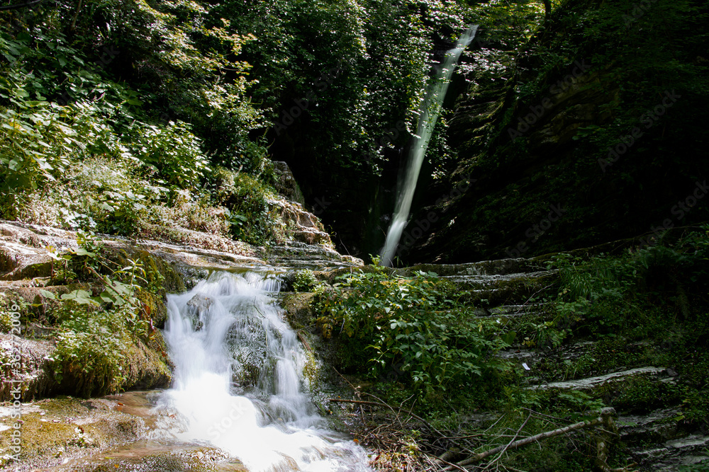 Obraz premium Erfelek waterfall in Sinop and green landscape