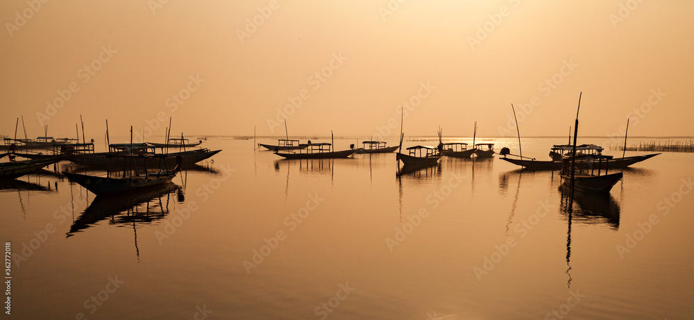 Golden Sunrise at the Asia's Largest Salt Water Lake in Chilika, Odisha, India