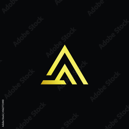 Minimal elegant monogram art logo. Outstanding professional trendy awesome artistic A AA initial based Alphabet icon logo. Premium Business logo gold color on black background