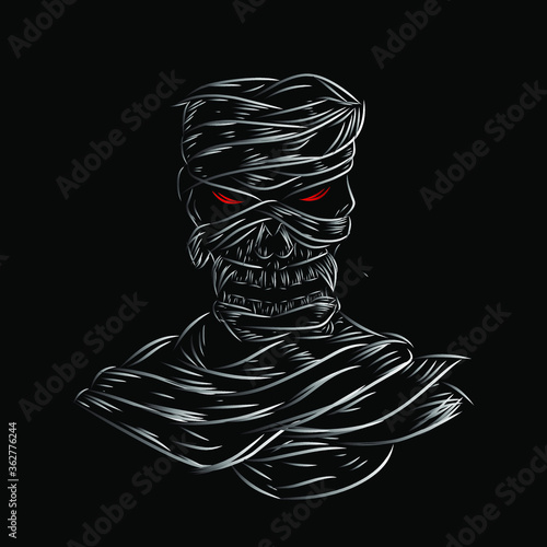 the death skull line pop art potrait logo colorful design with dark background. Isolated black background for t-shirt, poster, clothing, merch, apparel, badge design