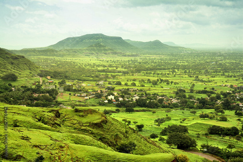 Beautiful view of green mountains at way to Mahabaleshwar, maharashtra, india.