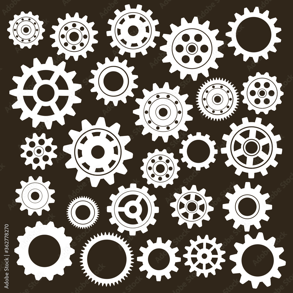 Set of gears on a black background. Vector icon Set of gears on a black background. Vector icon