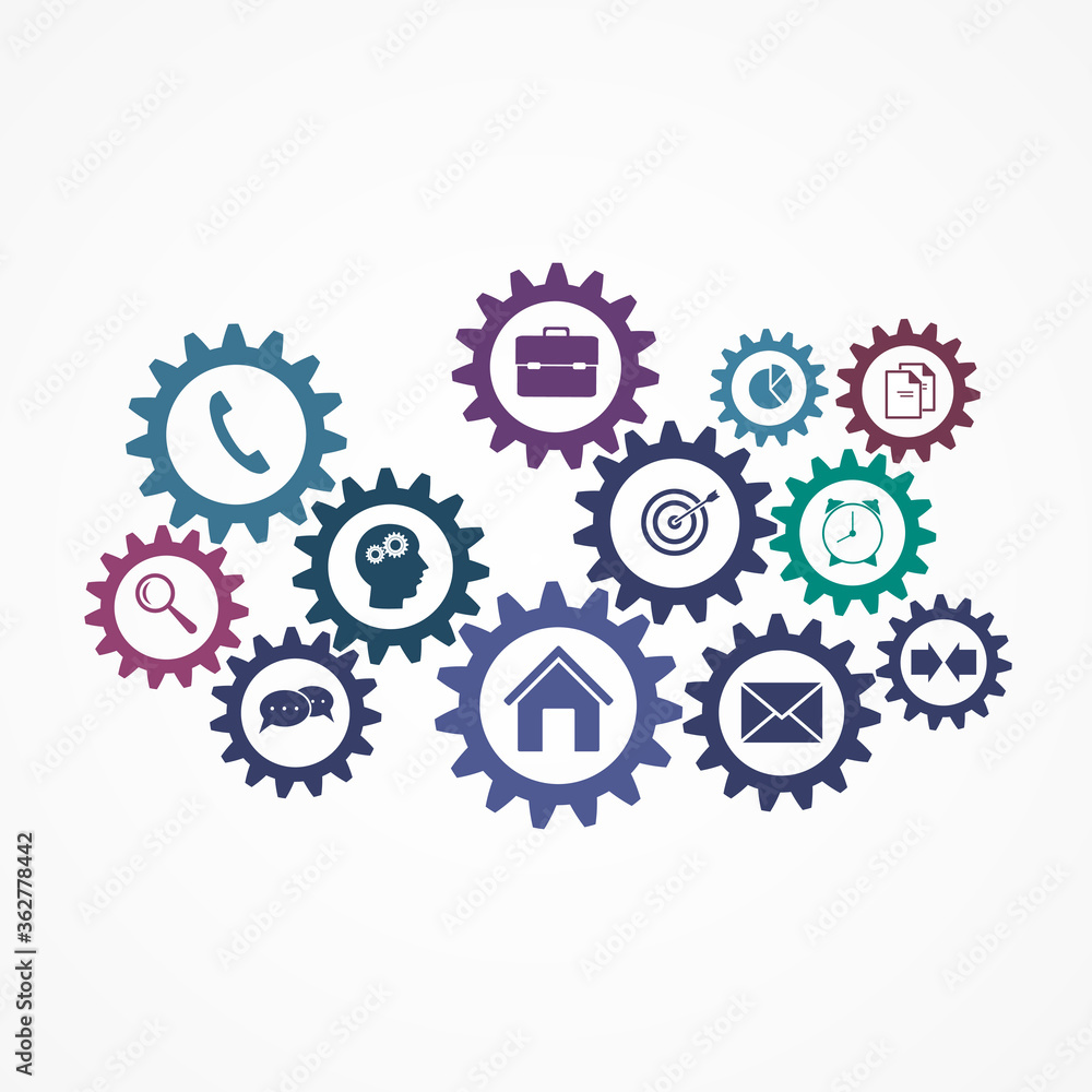 Set of business icons in the form of gears. Vector illustration Set of business icons in the form of gears. Vector illustration
