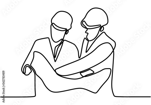 One line drawing of young a...