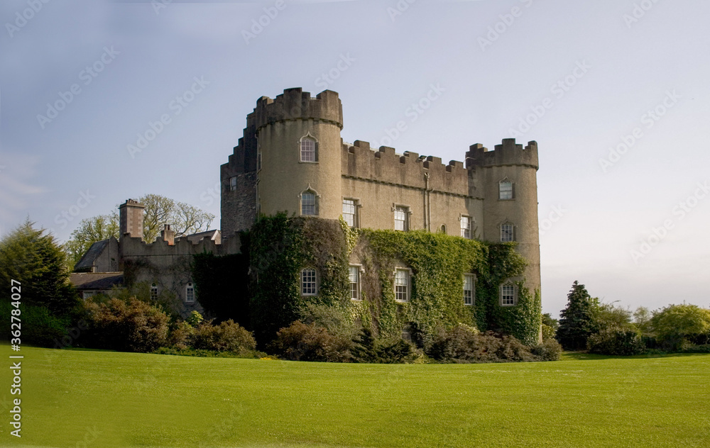 Irish fortress castle near Dublin in spring. Irish fortress castle near Dublin in spring.