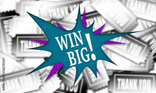 Fotografia Win Big concept with  black and white ticket in background