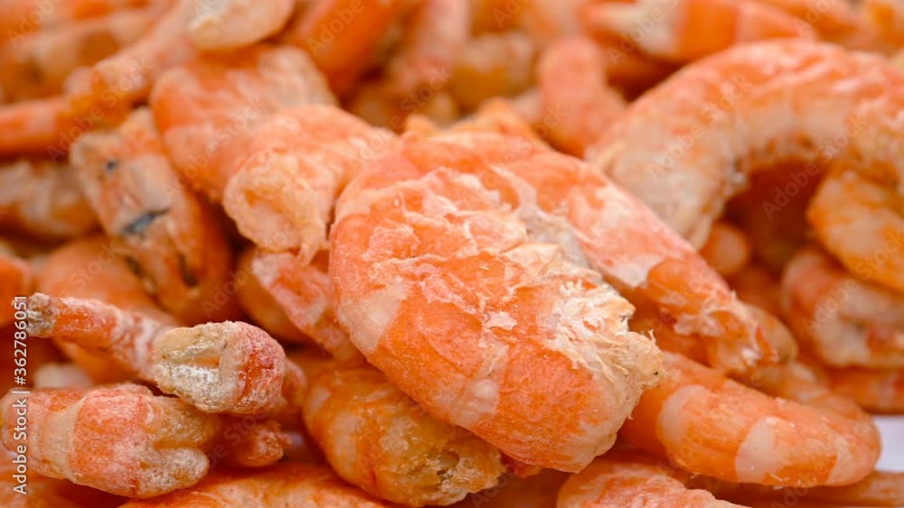 side view lots of big size shrimps rotating side view lots of big size shrimps rotating